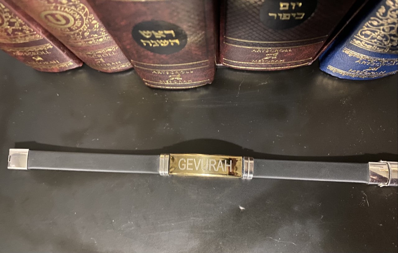 Single Bracelet - "Gevurah" - Black Band/Stainless