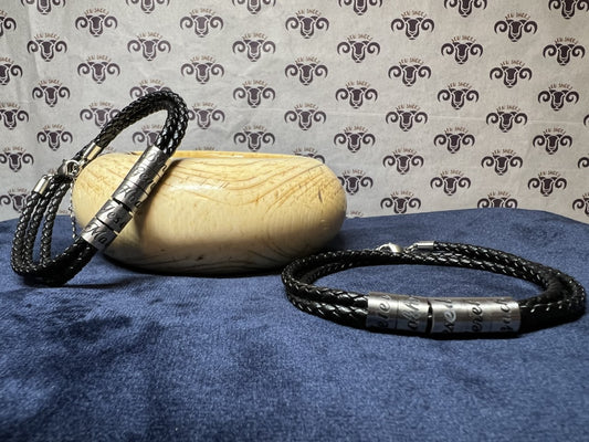 Bracelet Set - "The 10 Sefirot" - Black Rope & Metallic Rings