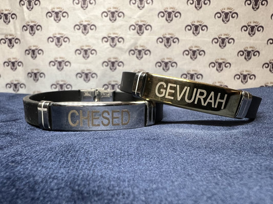 Bracelet Set - "Chesed & Gevurah" - Black Band & Stainless
