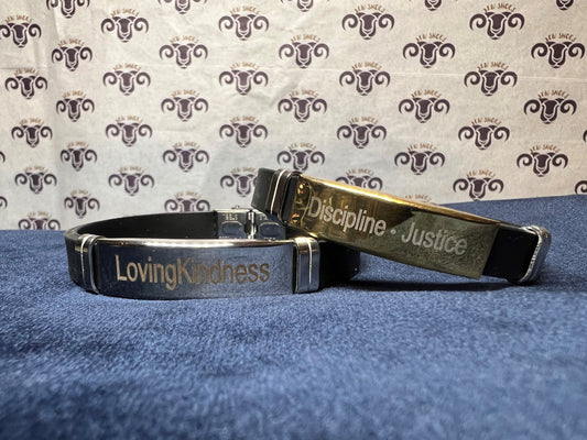 Bracelet Set - "Lovingkindness & Discipline" - Black Band/Stainless