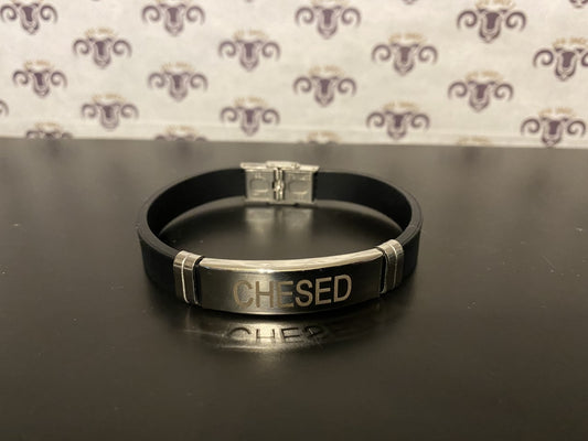Single Bracelet - "Chesed" - Black Band/Stainless