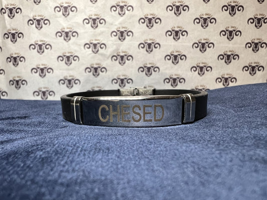 Single Bracelet - "Chesed" - Black Band/Stainless