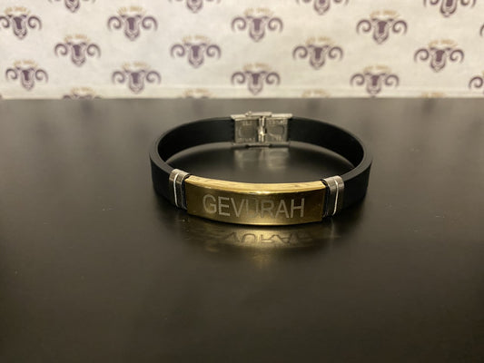 Single Bracelet - "Gevurah" - Black Band/Stainless