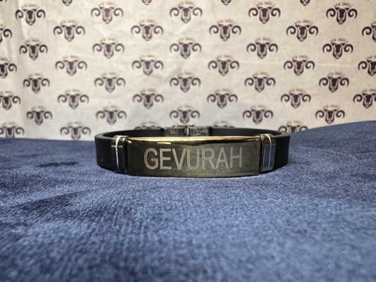 Single Bracelet - "Gevurah" - Black Band/Stainless