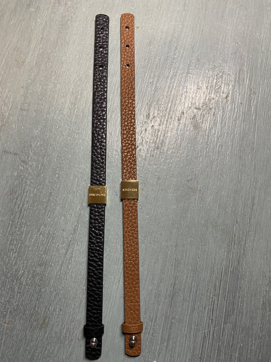 Single Bracelet - "Discipline" - Leather Wrap
